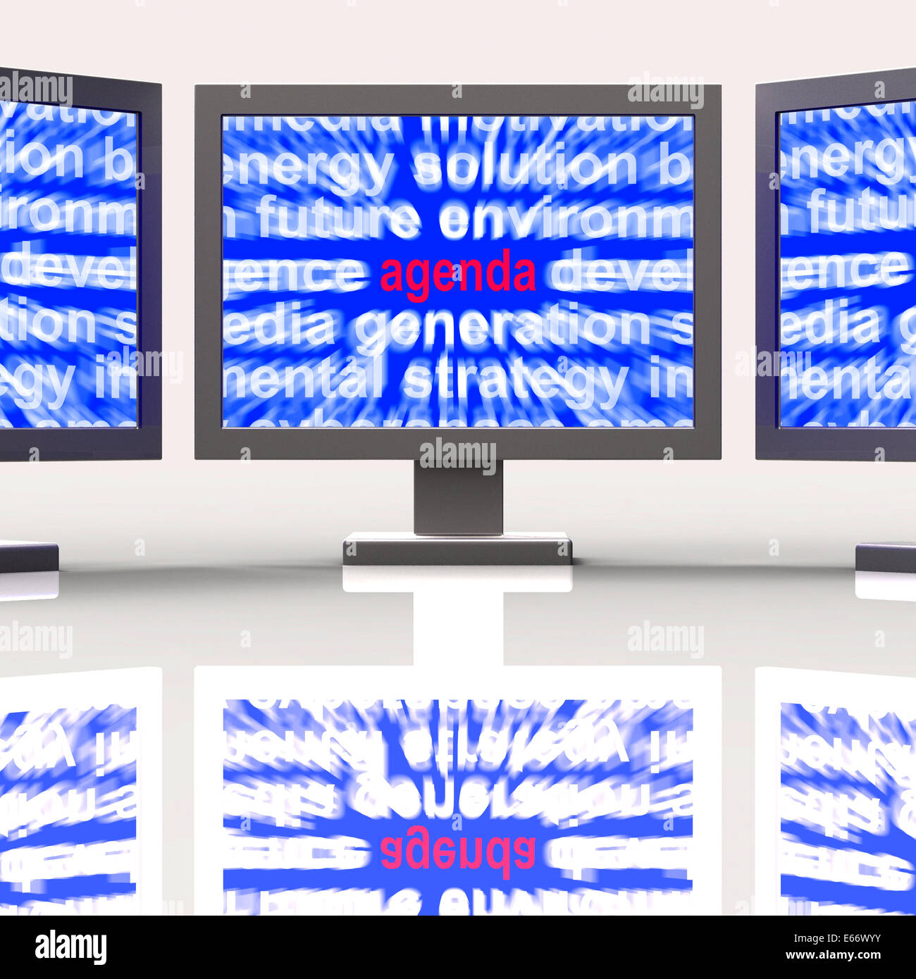 Agenda Monitors Meaning Program Schedule Or Line up Stock Photo Alamy