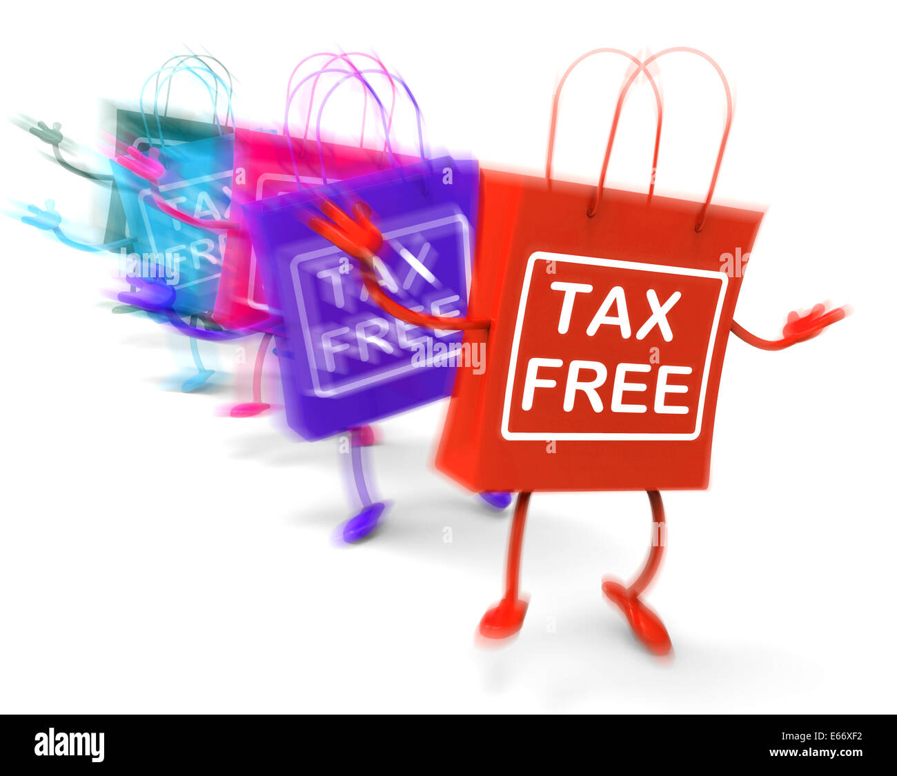 Tax Free Shopping Bags Representing Duty Exempt Discounts Stock Photo