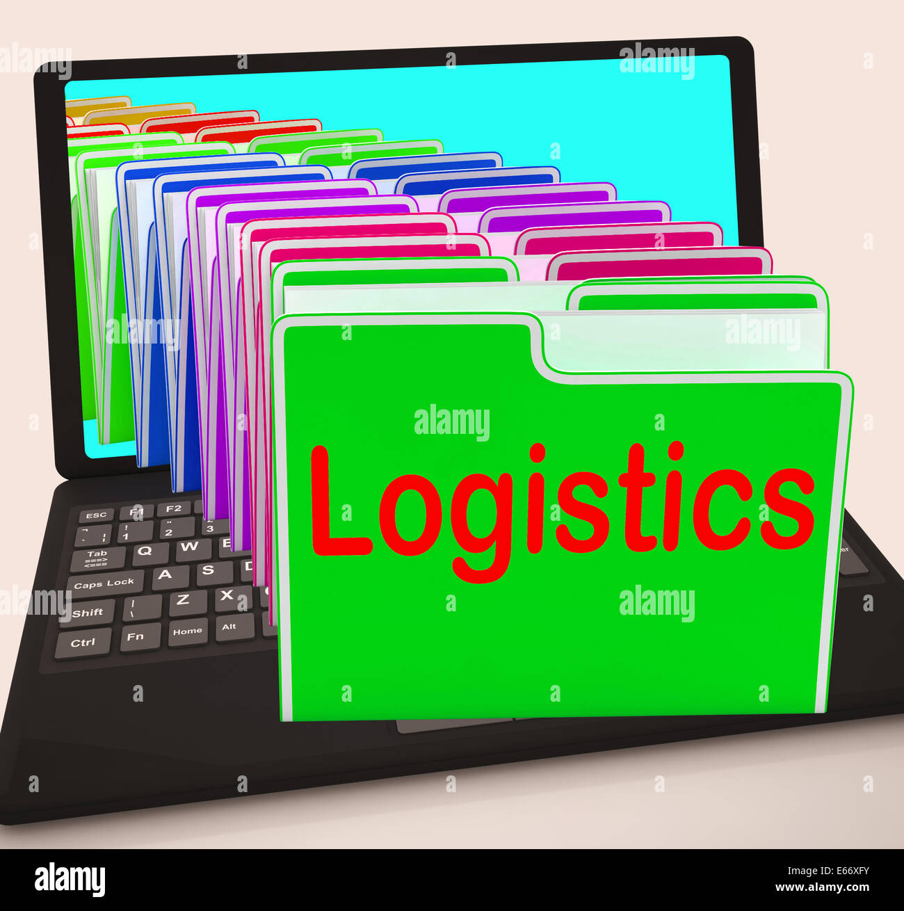Logistics Folders Laptop Meaning Planning Organization And Coordination