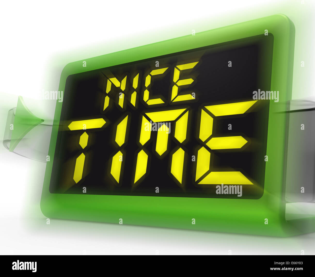 Nice Time Digital Clock Meaning Enjoyable And Pleasant Experience Stock Photo Alamy