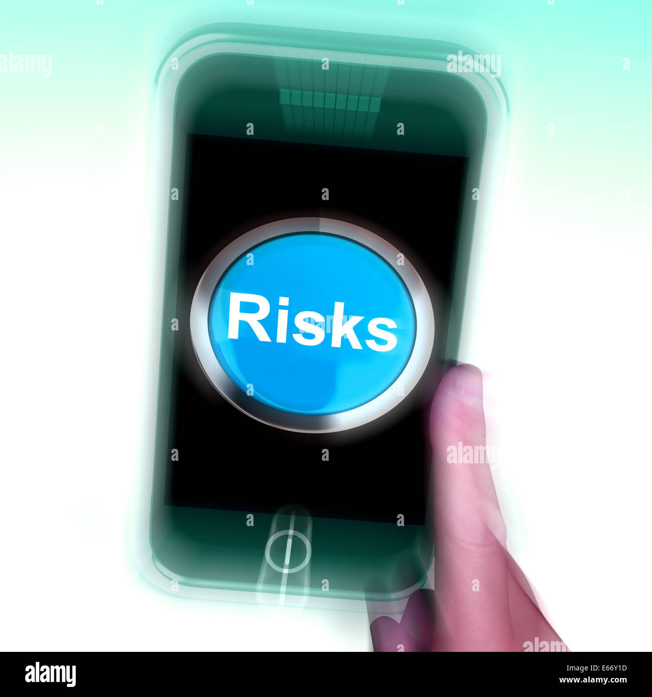 Risks On Mobile Phone Showing Investment Risks And Economy Crisis Stock ...