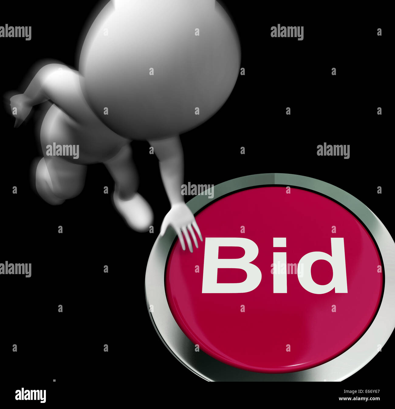 Bid Pressed Showing Auction Buying And Selling Stock Photo