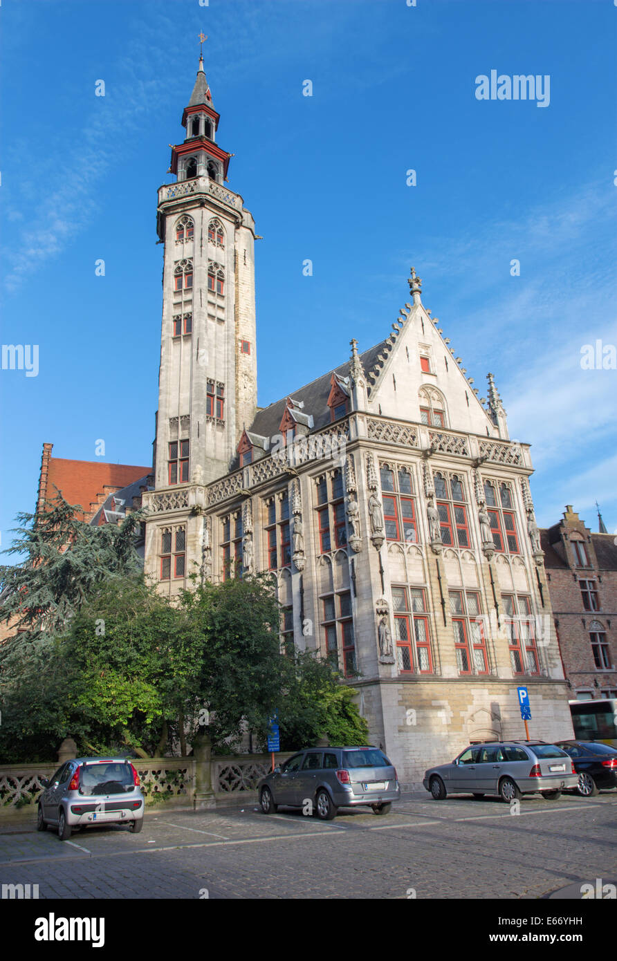 Brugge - The Burghers lodge building in morning light on Jan Van Dyck square. Stock Photo