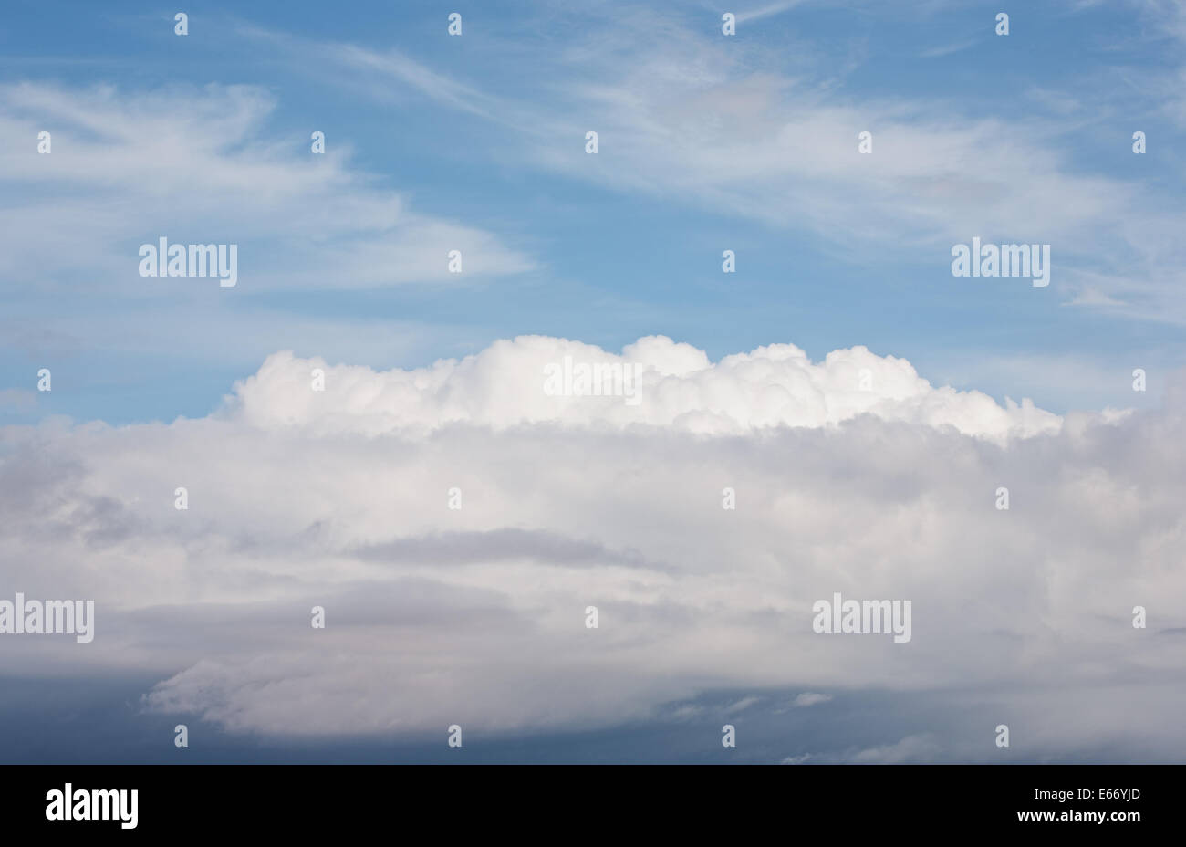 Dramatic sky with Cumulus, Cirrus and Stratus clouds. Stock Photo
