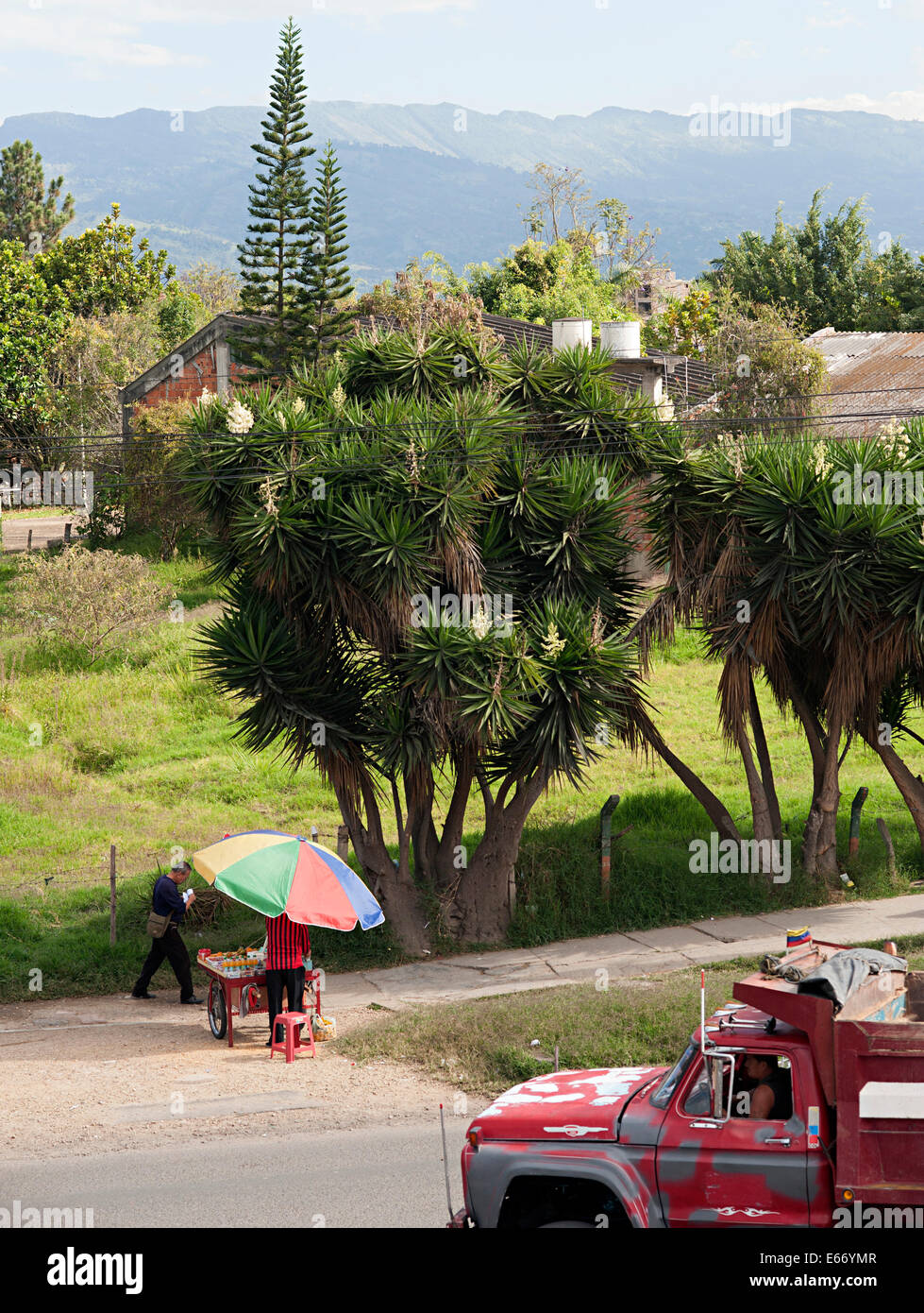 Countryside view alongside road in Fusagasuga town in Colombia, South America. Stock Photo