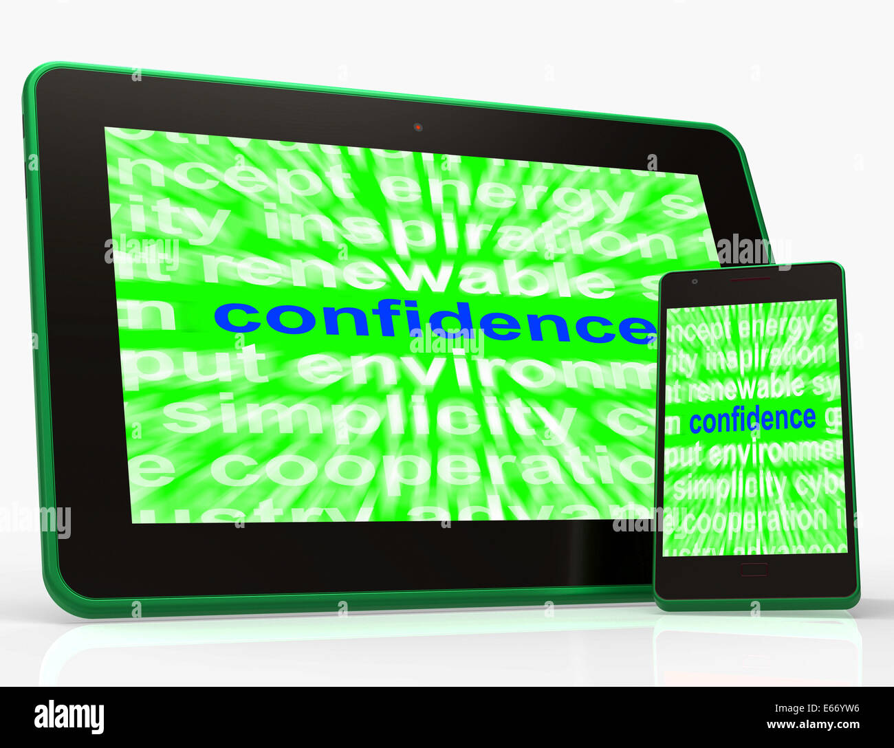 Confidence Tablet Showing Self-Assurance Composure And Belief Stock ...