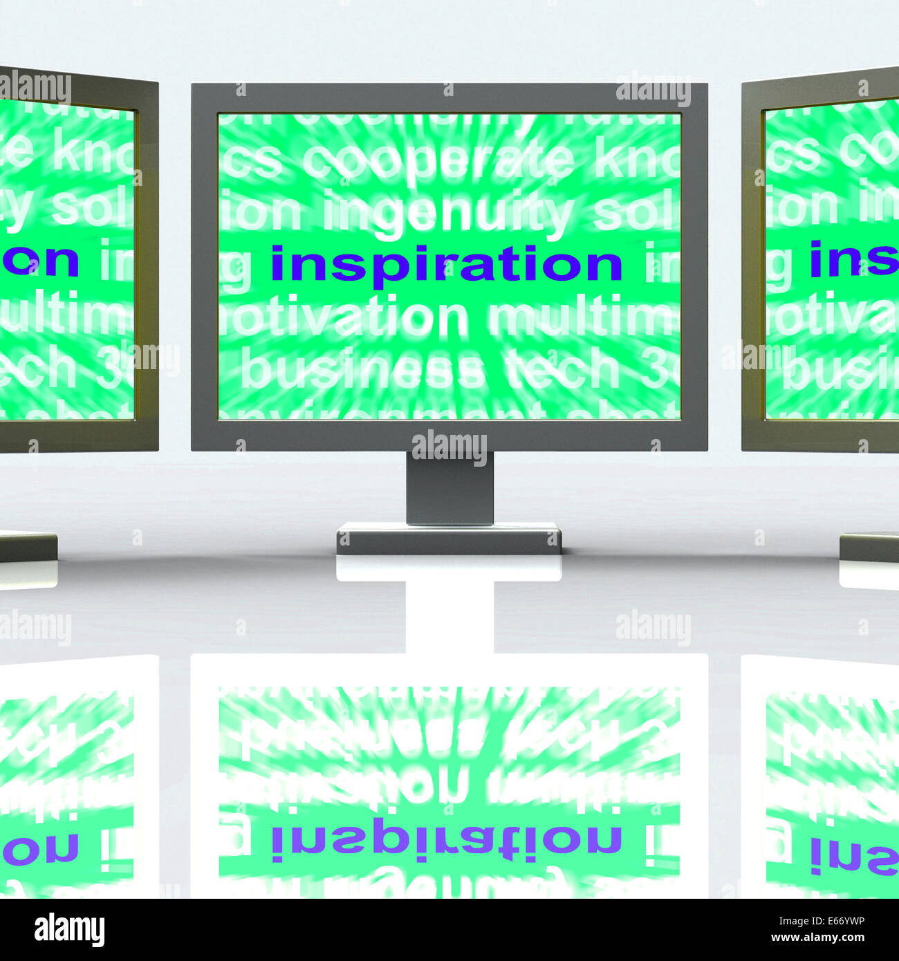 Computer Screen Inspiration Inspiration Monitors Showing New And Original Ideas Stock Photo - Alamy