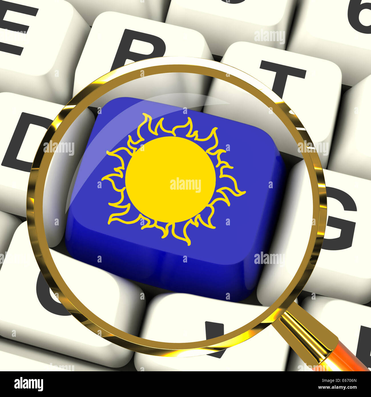 Sunny Key Magnified Meaning Hot Weather Or Sunshine Stock Photo Alamy