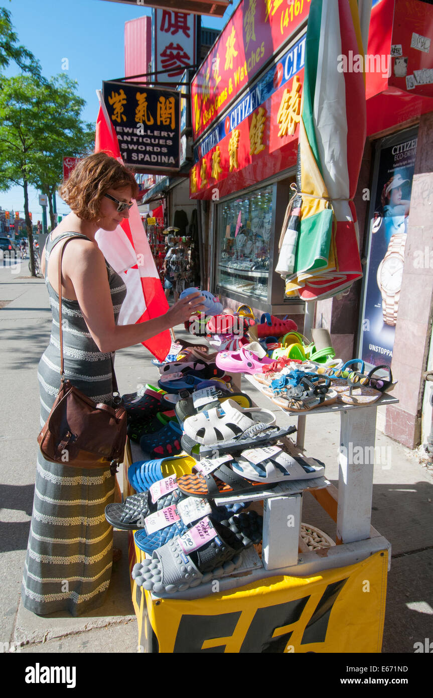 Woman shopper Spadina avenue Chinatown Toronto Stock Photo