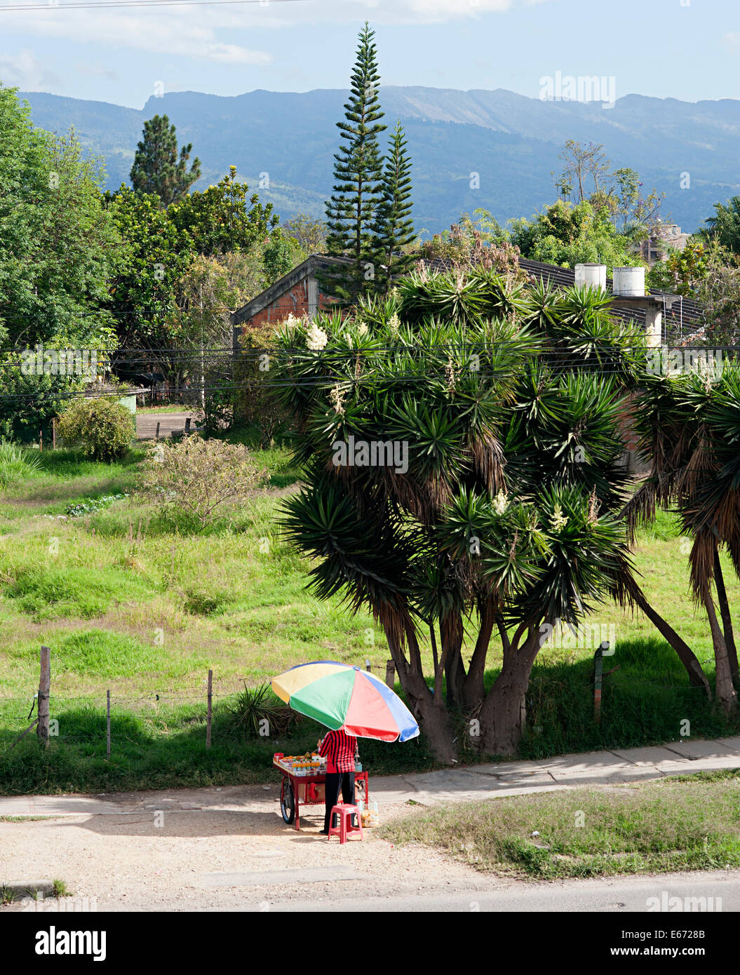 Countryside view alongside road in Fusagasuga town in Colombia, South America. Stock Photo
