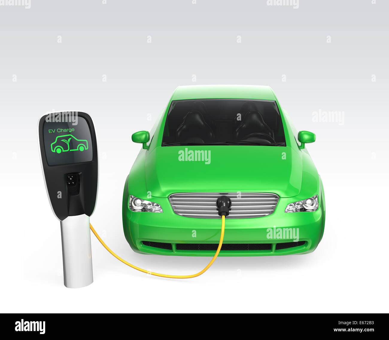 Electric car at charging station.Automobile zero emission concept Stock Photo