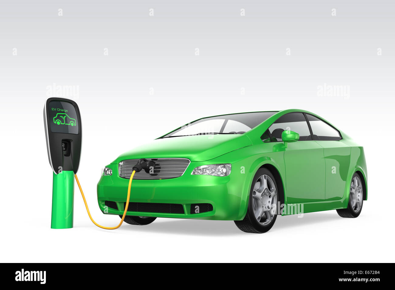 Electric car at charging station.Automobile zero emission concept Stock Photo