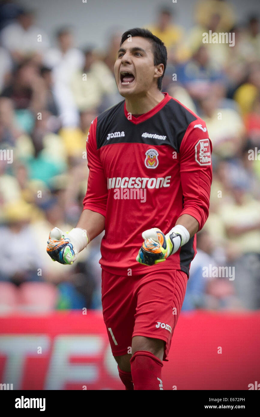 Mexico City, Mexico. 16th Aug, 2014. Morelia's goalkeeper Carlos Rodriguez reacts during the