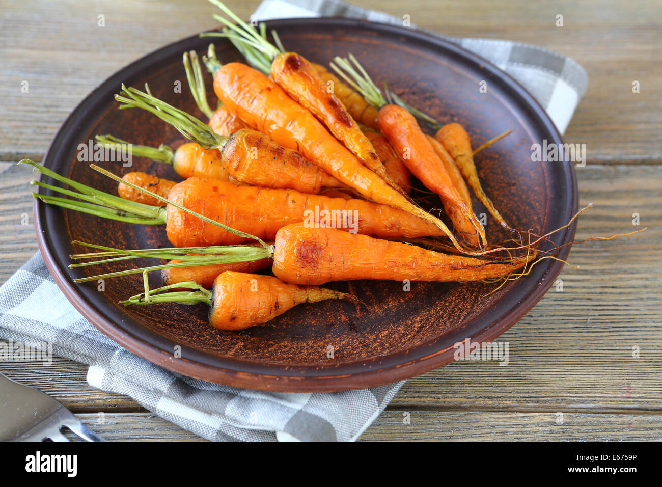 roasted baby carrots,   food closeup Stock Photo