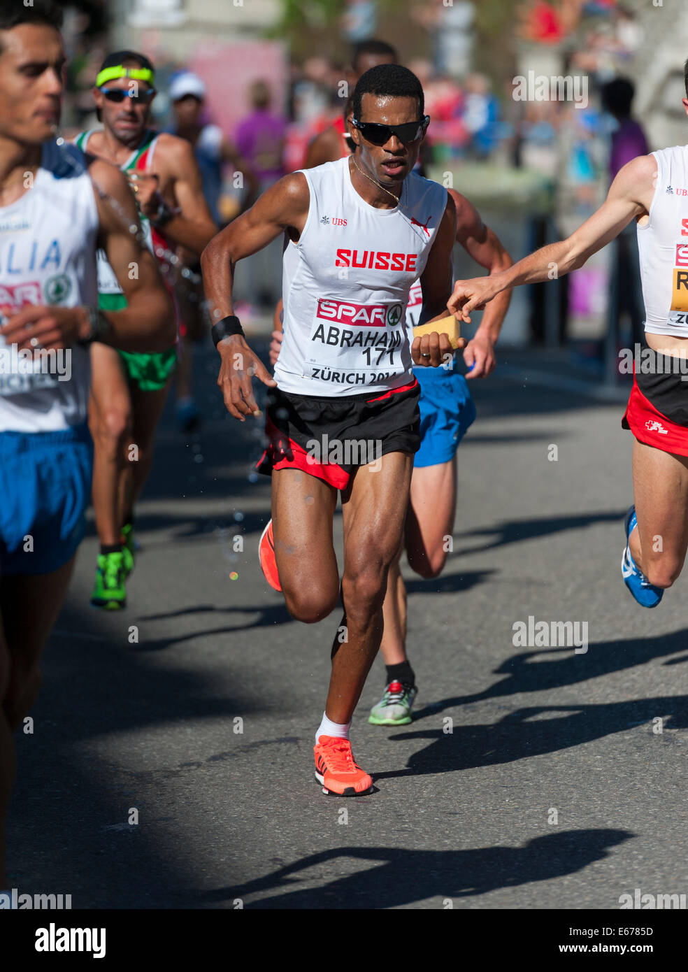 Zurich, Switzerland. 17th Aug, 2014. Tabesse Abraham (SUI) at the men's marathon of the European Athletics Championship 2014 in Zurich, Switzerland. Credit:  Erik Tham/Alamy Live News Stock Photo