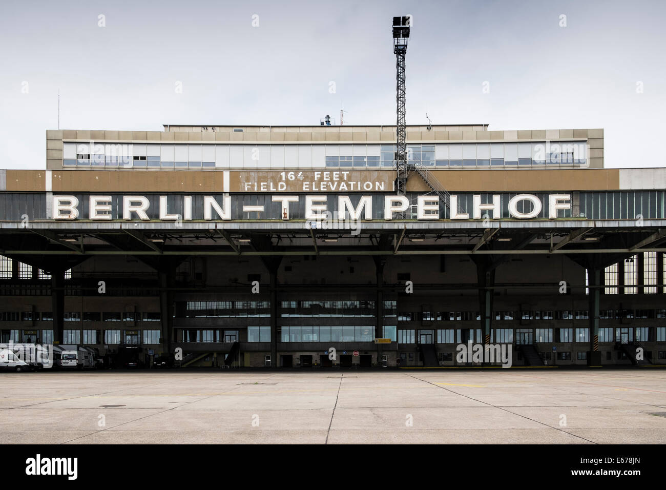 view of old Terminal buildings at Tempelhof Airport in Berlin Germany Stock Photo