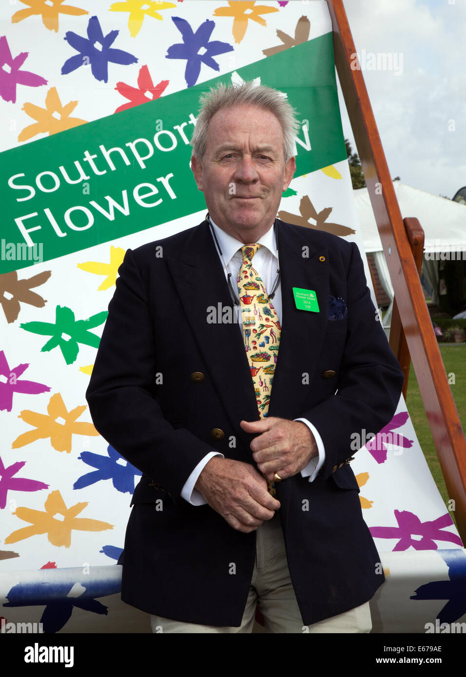 Southport, Merseyside, UK.  15th August, 2014.   Sir Roddy Llewellyn VIP Guest,  a UK Garden Designer with a National Certificate of Horticulture and a Surrey County Certificate in Landscape Construction, at  Britain’s biggest independent flower show, which is celebrating its 85th year Stock Photo