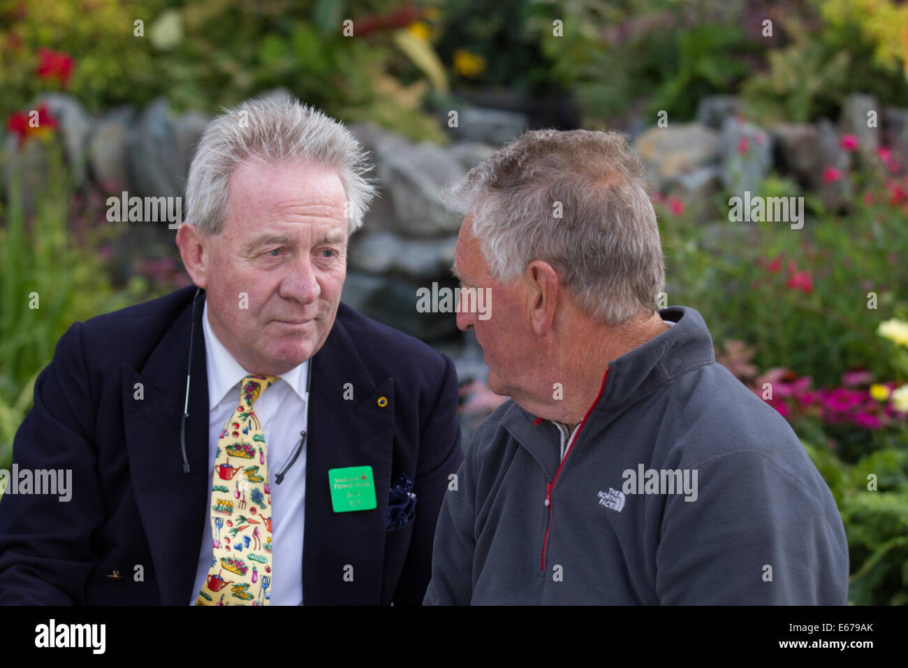 Southport, Merseyside, UK.  15th August, 2014.   Sir Roddy Llewellyn VIP Guest,  a UK Garden Designer with a National Certificate of Horticulture and a Surrey County Certificate in Landscape Construction, at  Britain’s biggest independent flower show, which is celebrating its 85th year Stock Photo