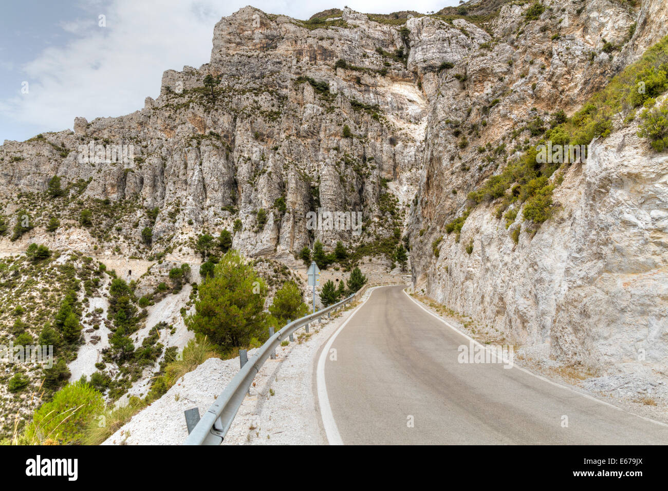 Narrow mountain road running through the Sierra del Chaparral National