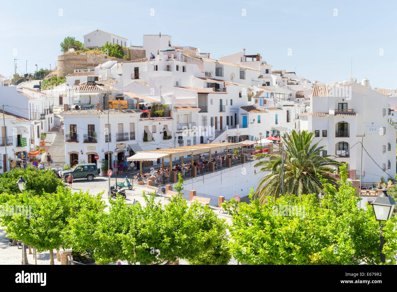 Looking over the town centre of the tourist destination of Frigiliana ...