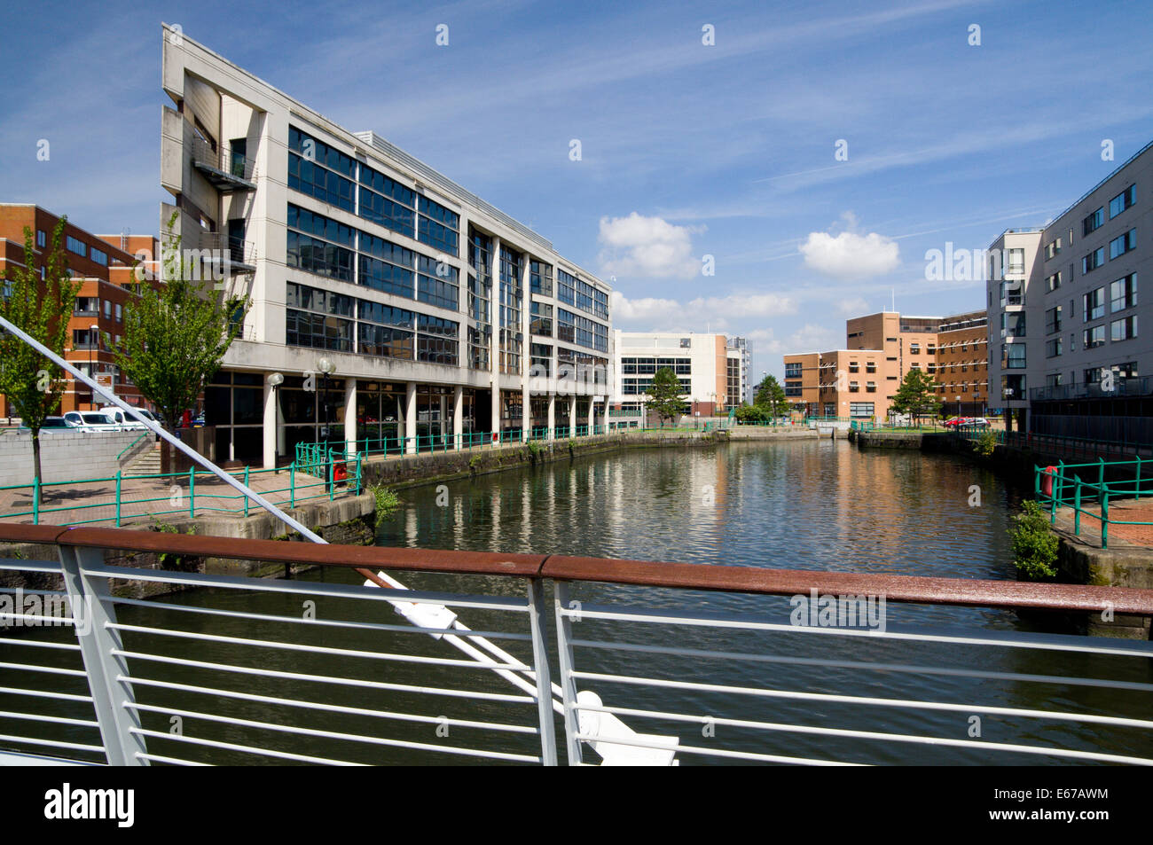 Offices and blocks of flats, Roath Basin, Cardiff Bay, Wales Stock Photo Alamy