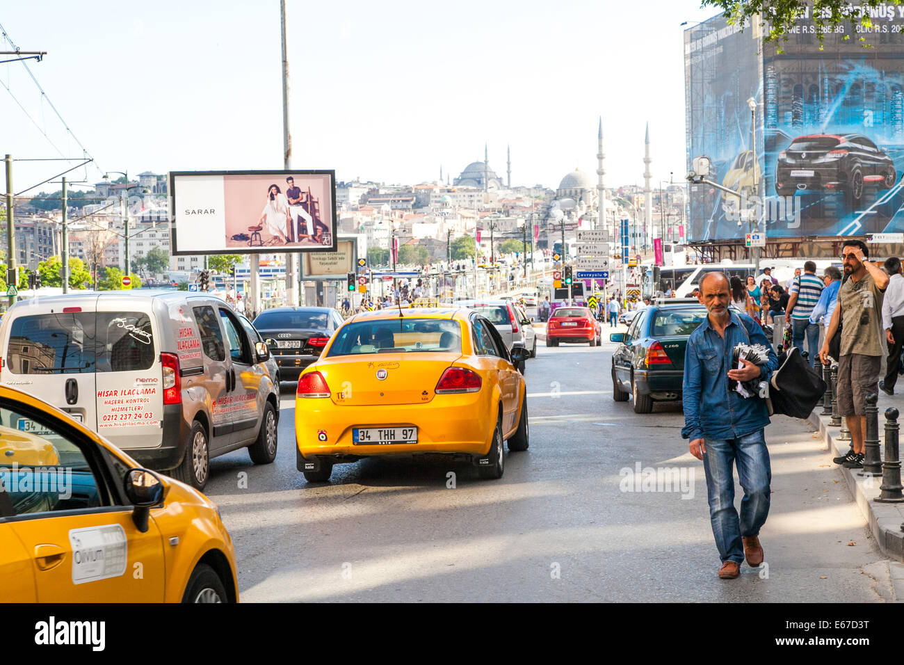 Traffic on Galata bridge Istanbul Stock Photo