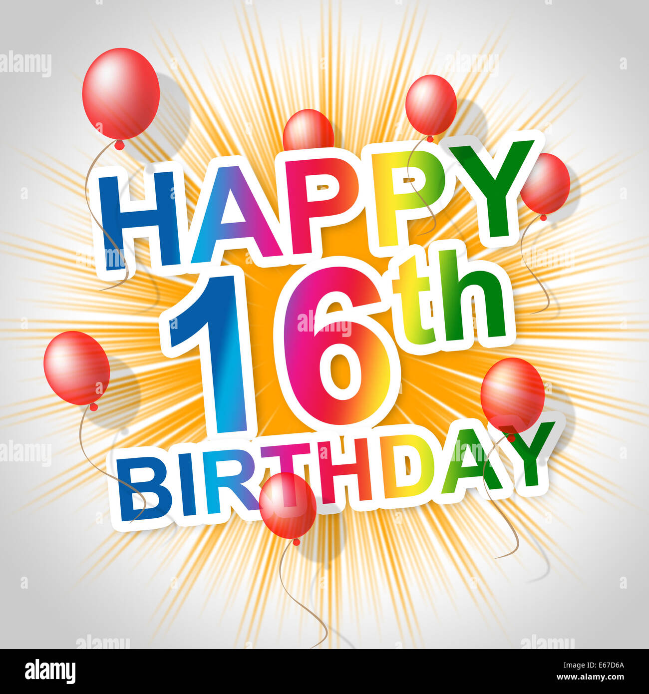 Happy Birthday Meaning Joy Cheerful And 16Th Stock Photo Alamy
