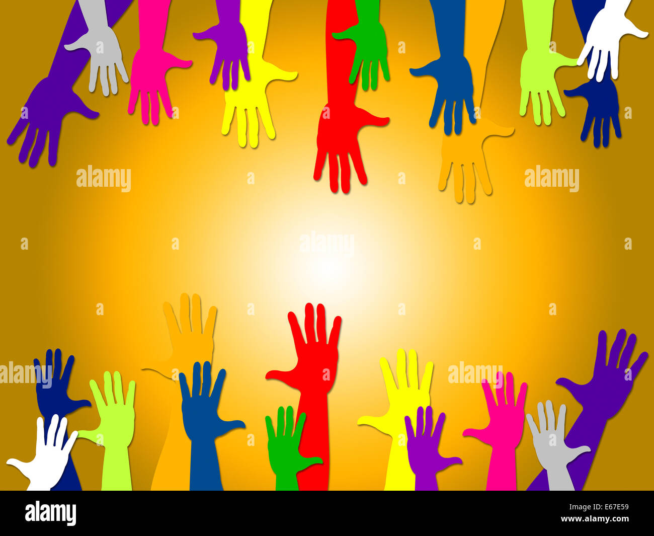 Reaching Out Meaning Hands Together And Friends Stock Photo Alamy