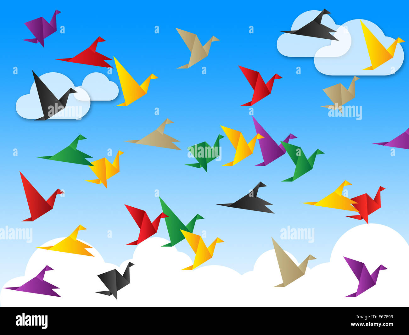 Birds Flying Showing Break Free And Escape Stock Photo