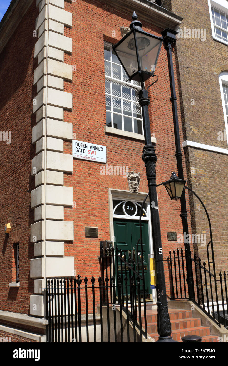 end of terrace Queen Anne's Gate, London, England, UK Stock