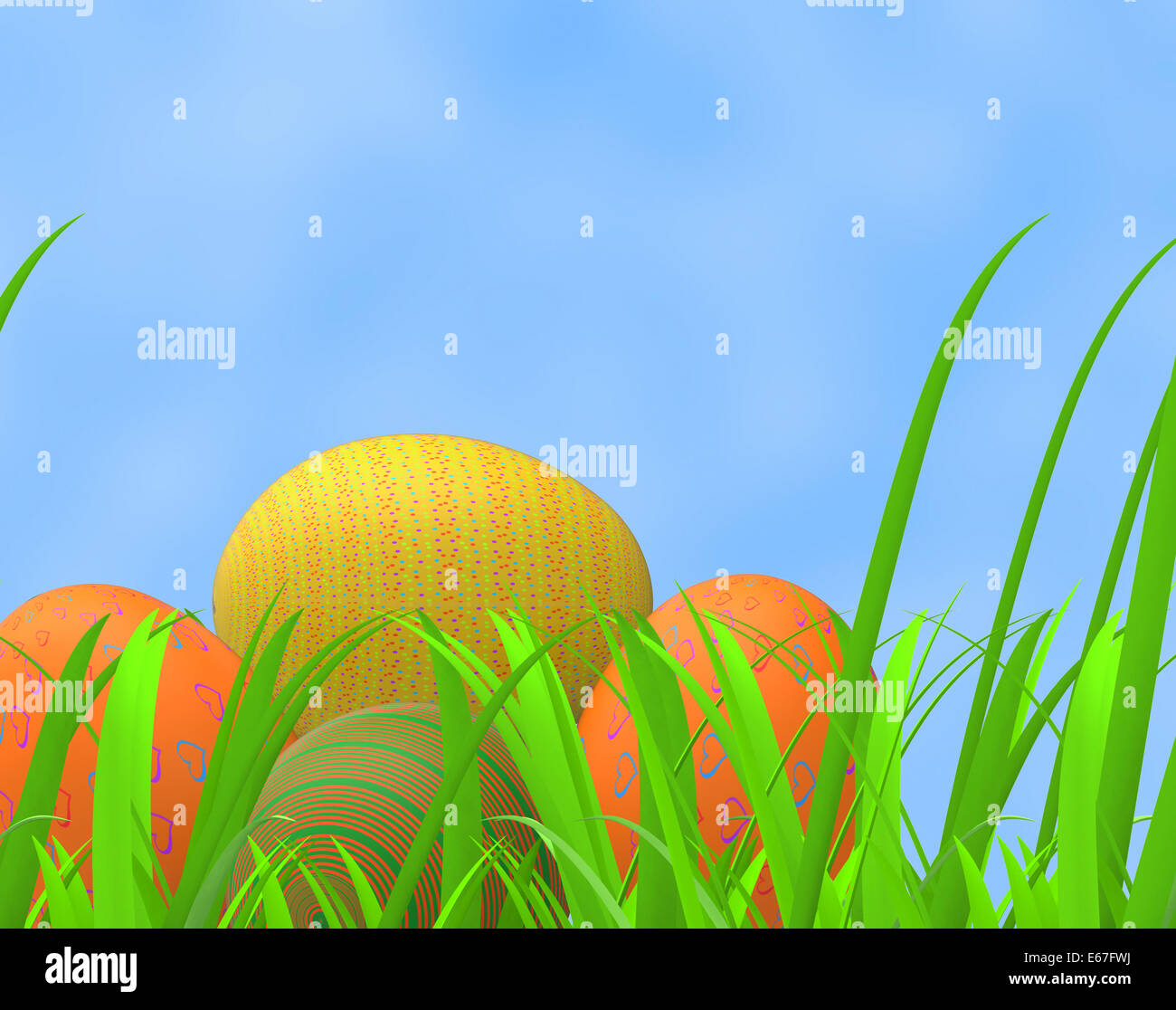 Easter Eggs Indicating Green Grass And Lawn Stock Photo - Alamy
