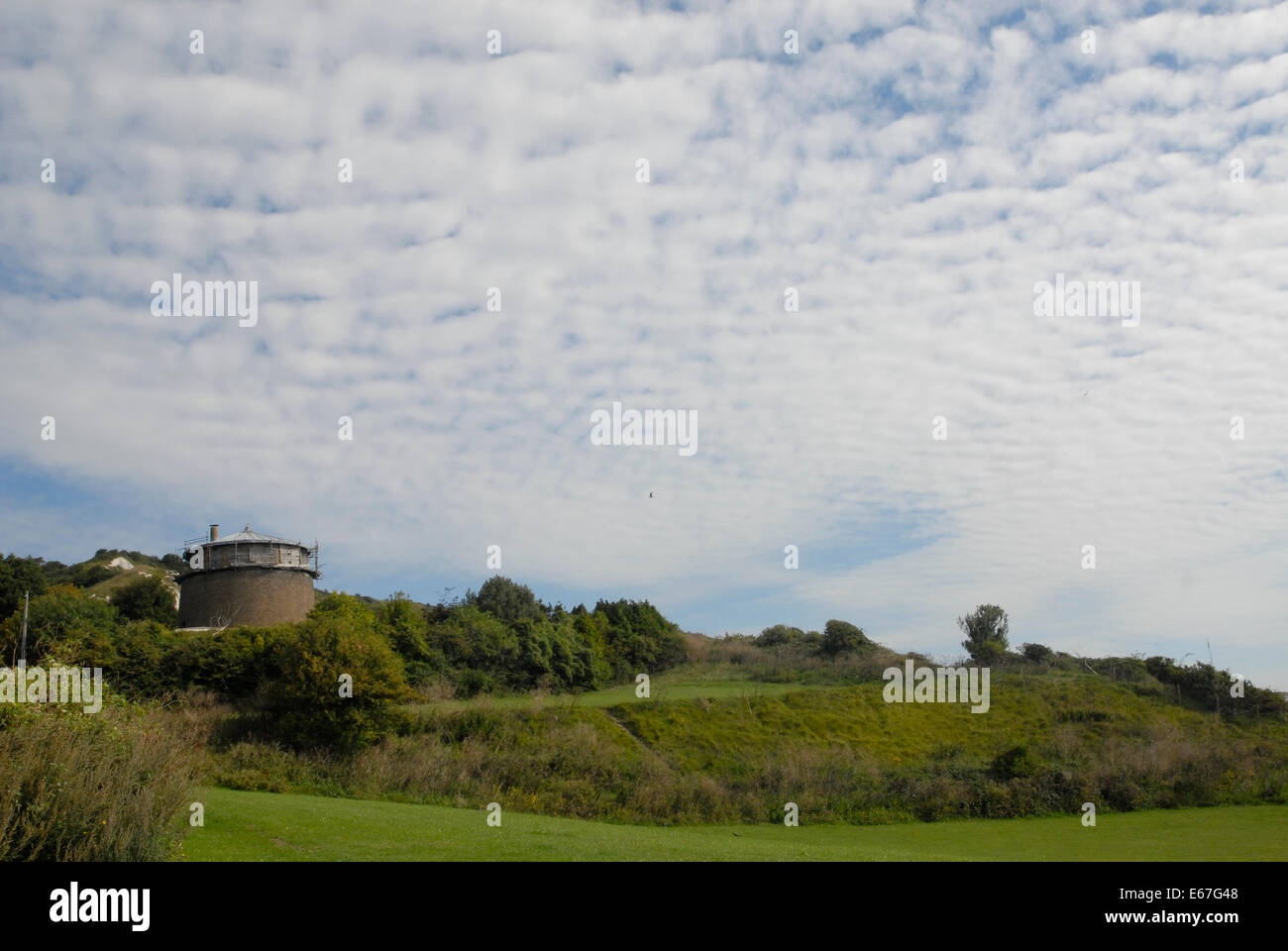 Eastcliff Folkestone with Martello Tower in the background Stock Photo