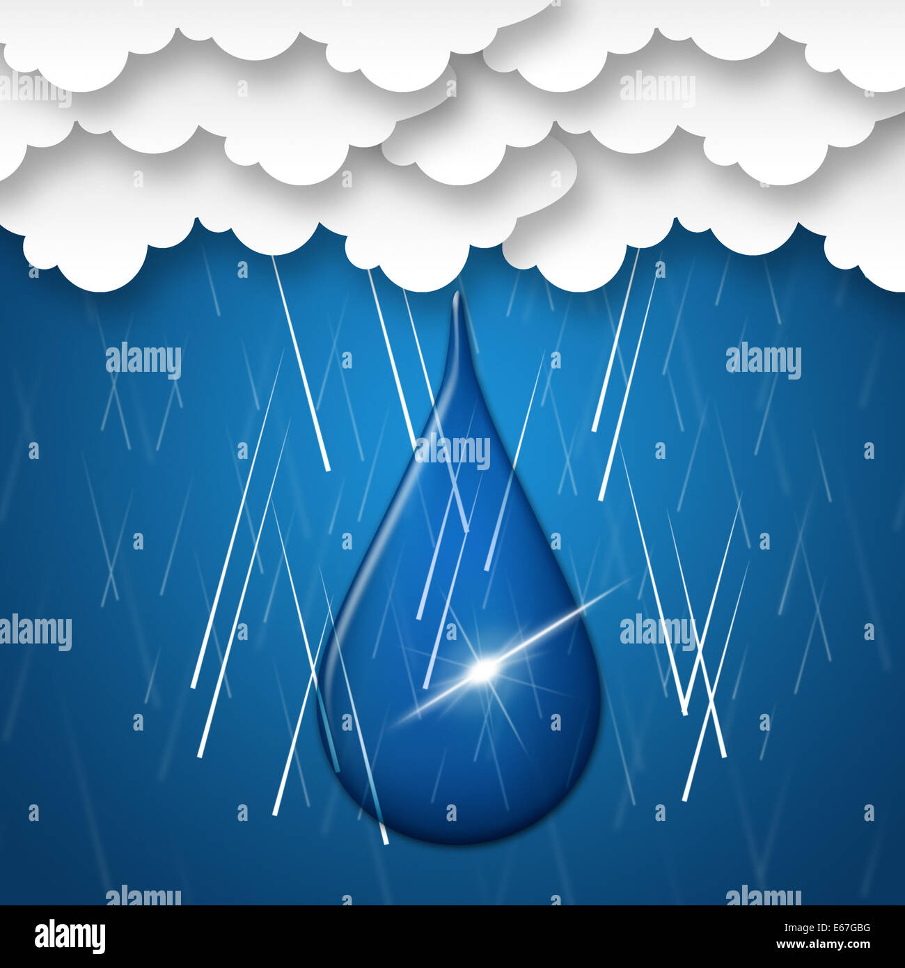 Rain Drop Representing Washing Line And Hanging Stock Photo