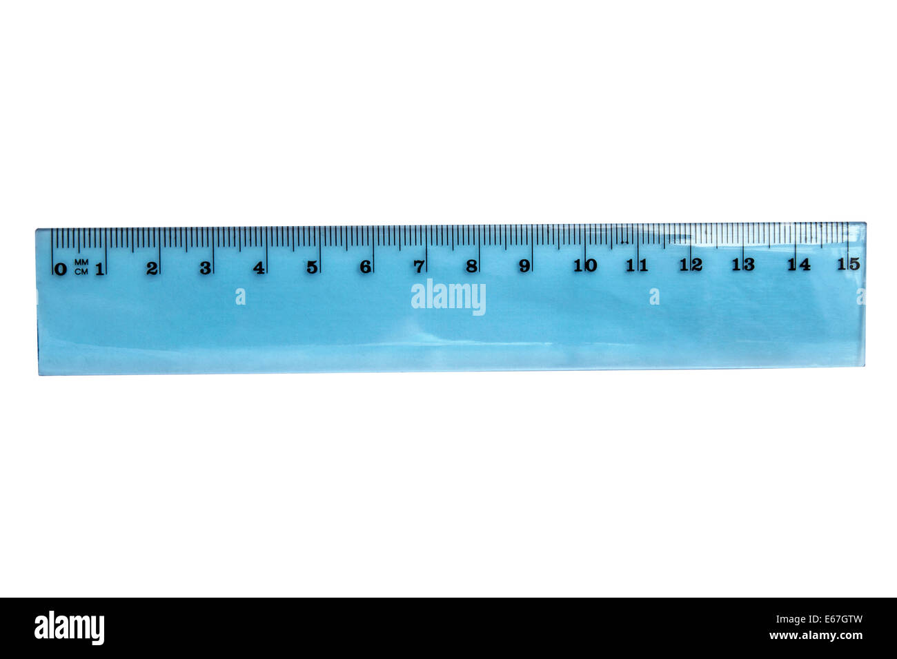 Blue ruler isolated on white background Stock Photo
