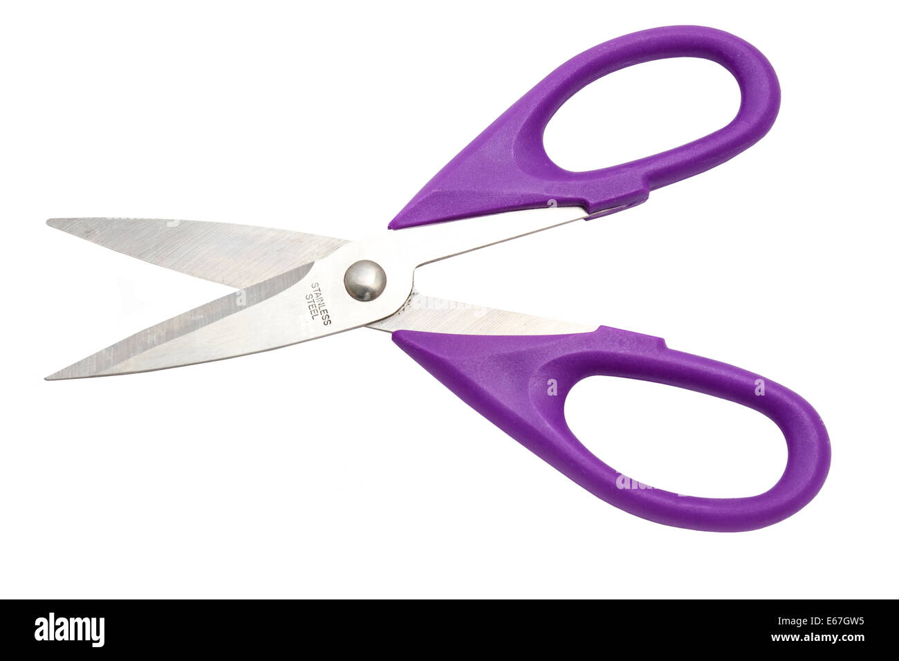 Purple scissors isolated on white background Stock Photo - Alamy