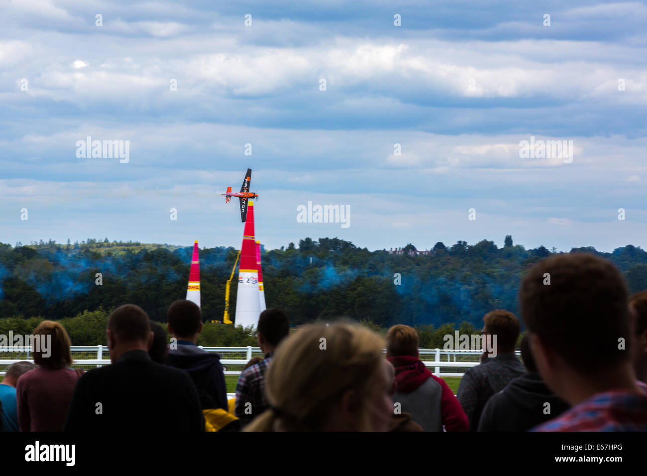 Ascot, UK.  17th July, 2014 Masters Class Red Bull Aircraft in flight over Ascot during practice session Stock Photo
