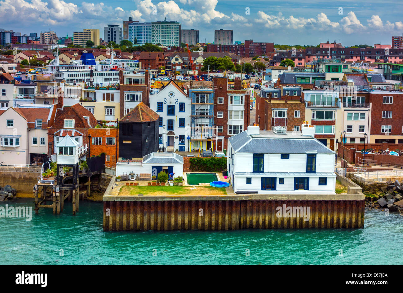 Portsmouth docks and town seen from the sea Stock Photo - Alamy