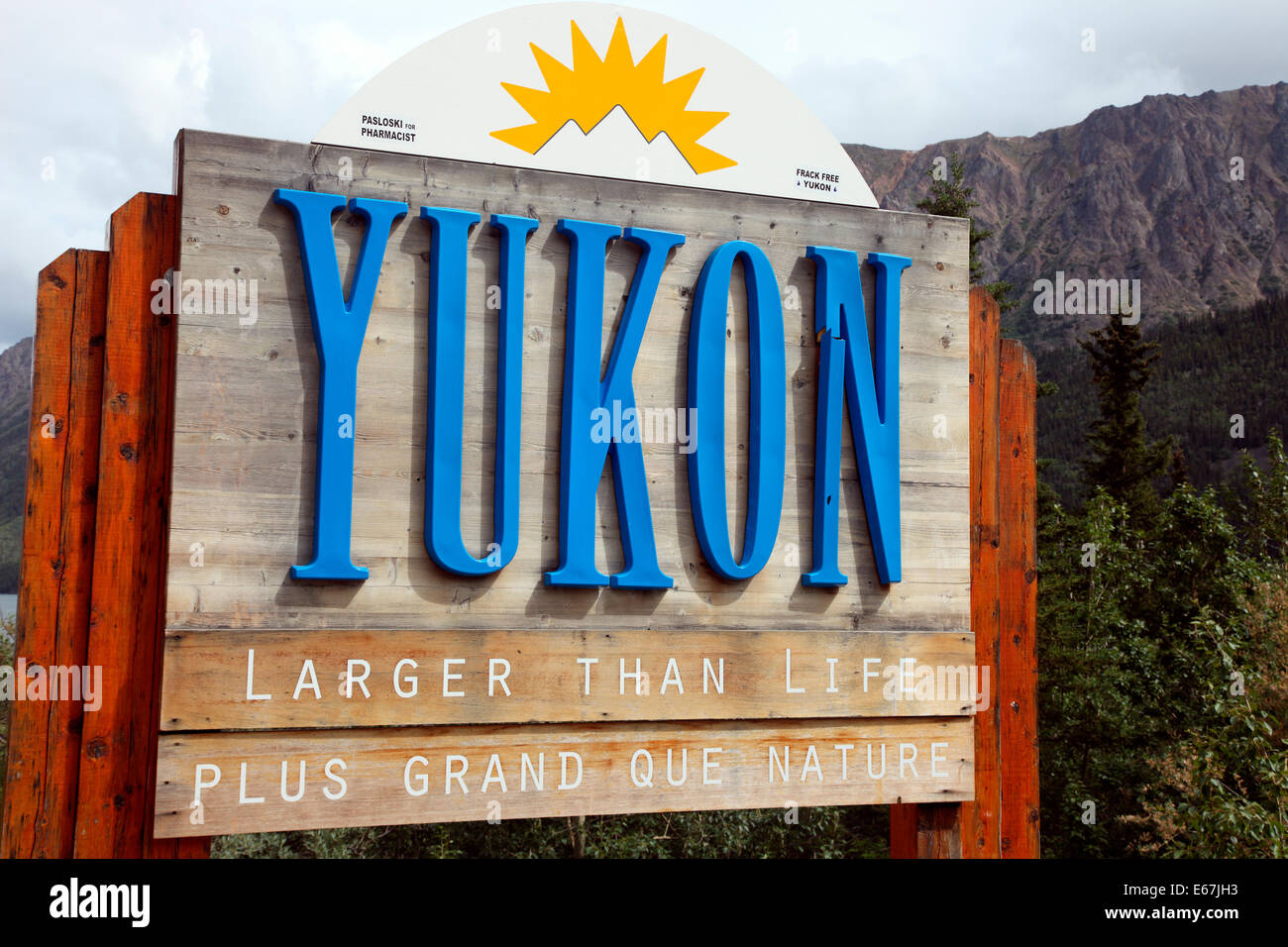 Yukon sign in British Columbia. Stock Photo