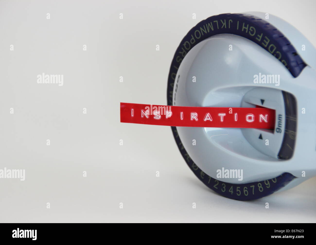 Red stamp letter label with the word Inspiration Stock Photo