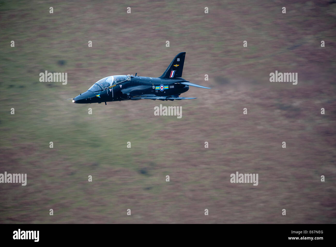 RAF,hawk,t1,jet,mach loop,Lowe level, trainer,fast,Hawk tactical training RAF valley fast-jet weapons officer flying Hawk tactic Stock Photo