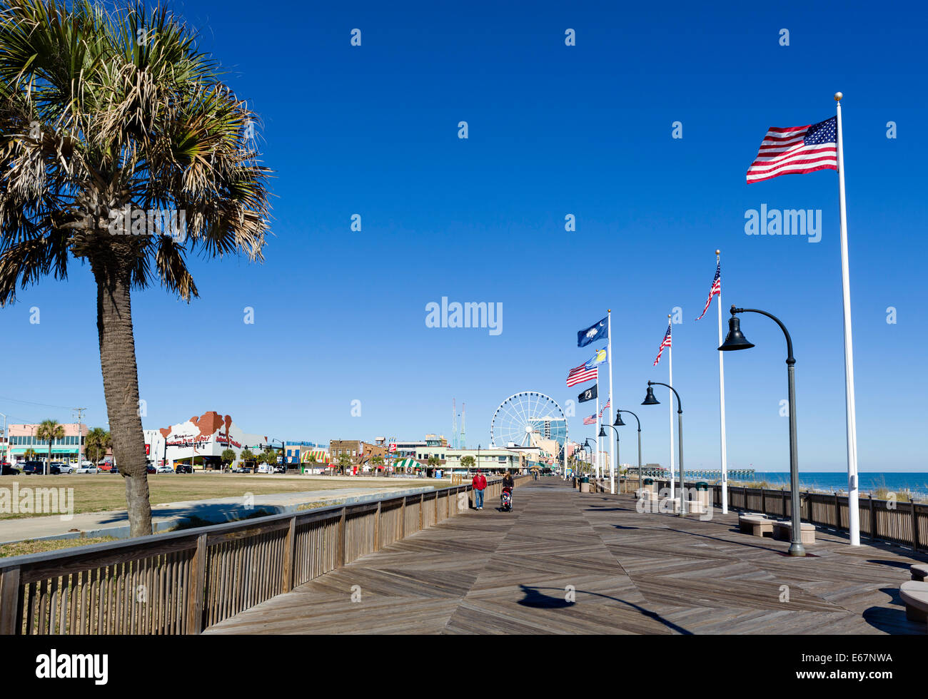 Myrtle Beach Boardwalk on a quiet out of season fall day, Myrtle Beach, South Carolina, USA Stock Photo