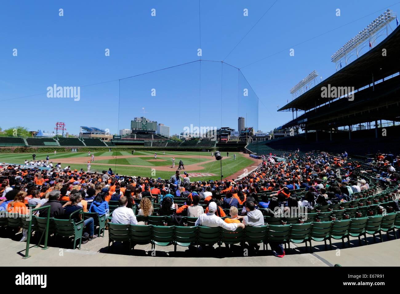High school baseball playoff game in Wrigley Field, Chicago, Illinois