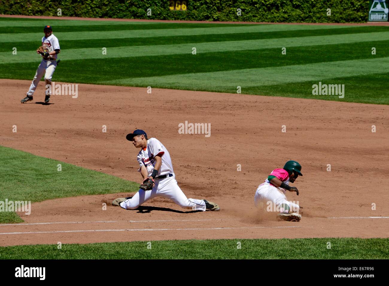 High school baseball playoff game in Wrigley Field, Chicago, Illinois