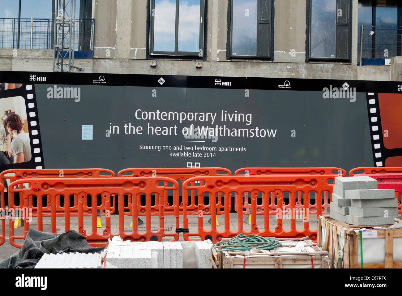 New flats under construction & roadworks at 'Cleveland Place' in Walthamstow London E17 UK  KATHY DEWITT Stock Photo