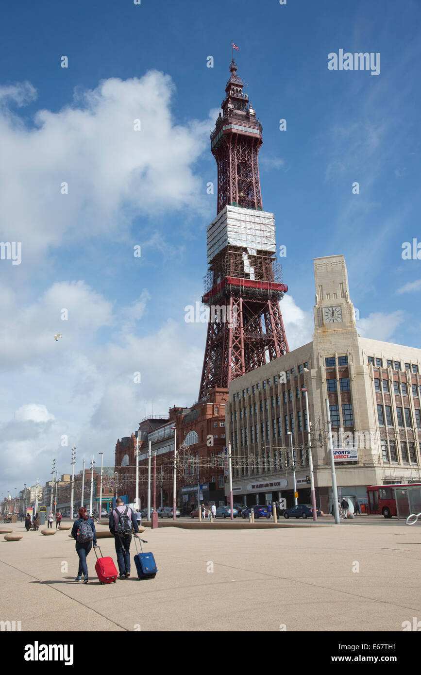 Seafront at Blackpool Lancashire UK and the famous Blackpool Tower