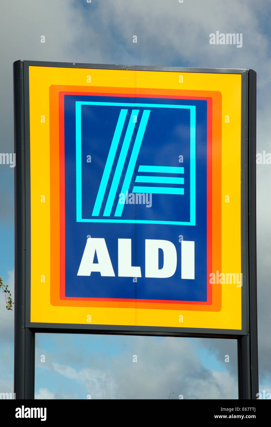 Aldi supermarket sign in Carrickmacross. Stock Photo