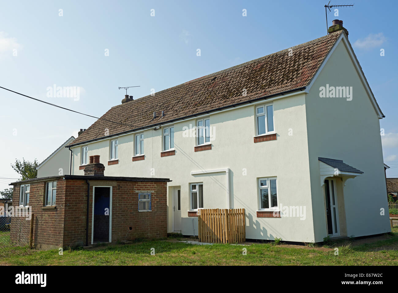 Refurbished social housing Alderton Suffolk UK Stock Photo Alamy