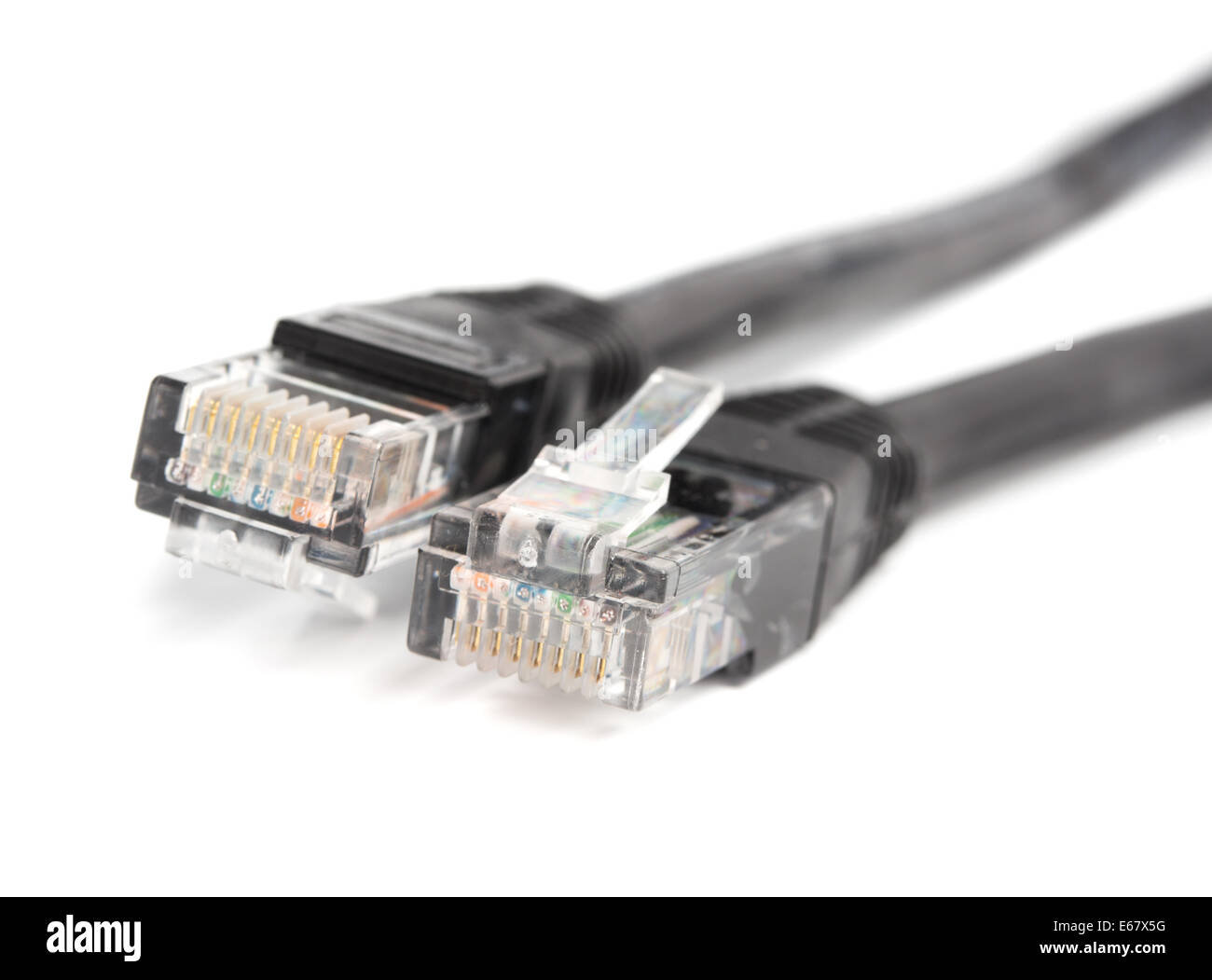 Black wire rj-45 on a white background, isolated Stock Photo