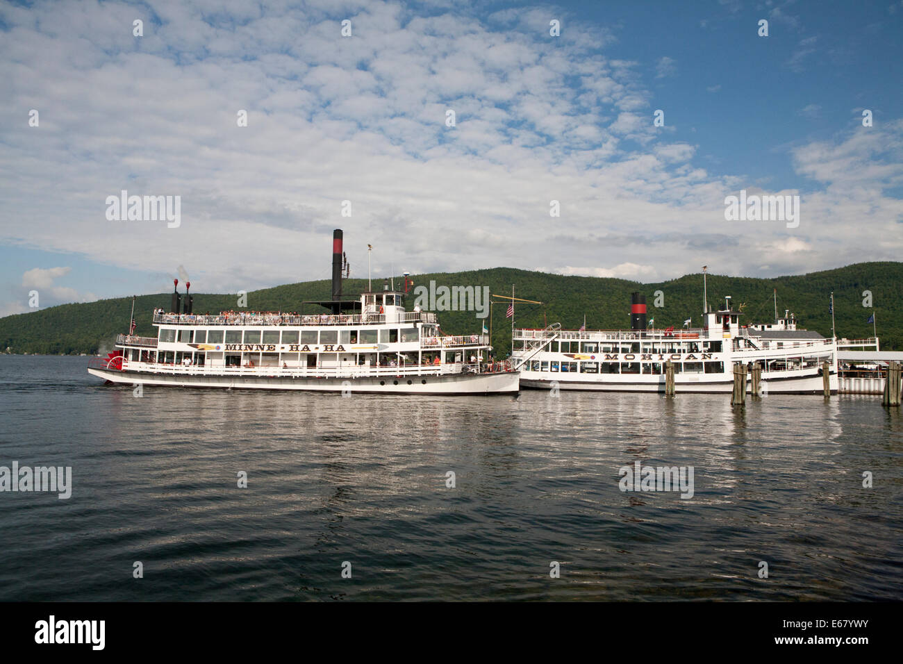 Tourist paddle boat MinnieHaHa on Lake New York Stock Photo