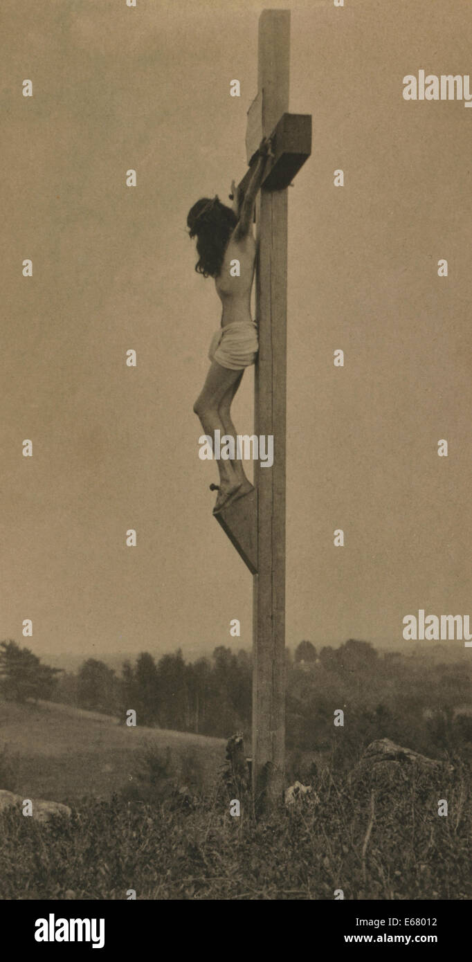Crucifixion in profile, left.  Re-creation circa 1898 Stock Photo
